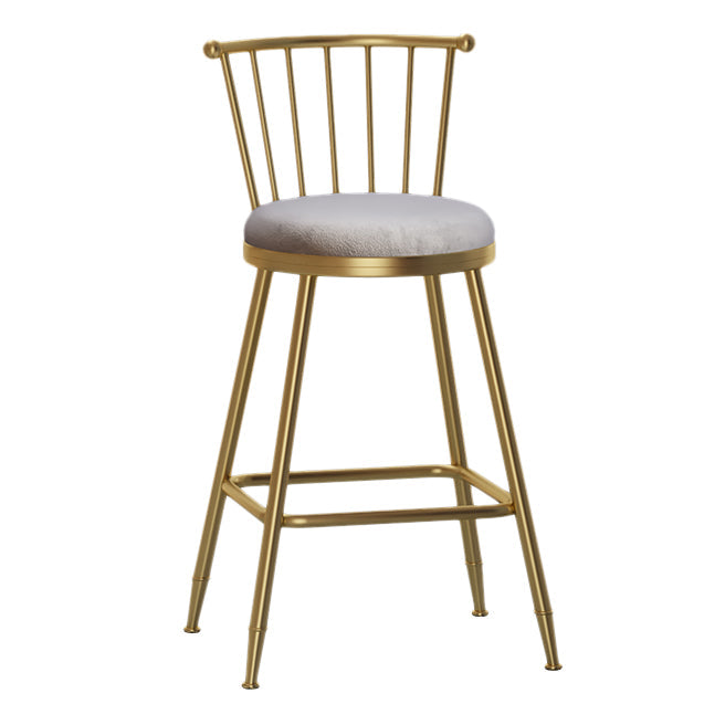Nordic Armless Backrest Counter Stool Iron Dessert Shop Bar Stool with Pedal and Cushion Clearhalo 'Bar Furniture' 'Bar Stools' 'bar_stools' 'furn' 'furn_bar_stools' 'Furniture' 'Kitchen & Dining Furniture' 5102301