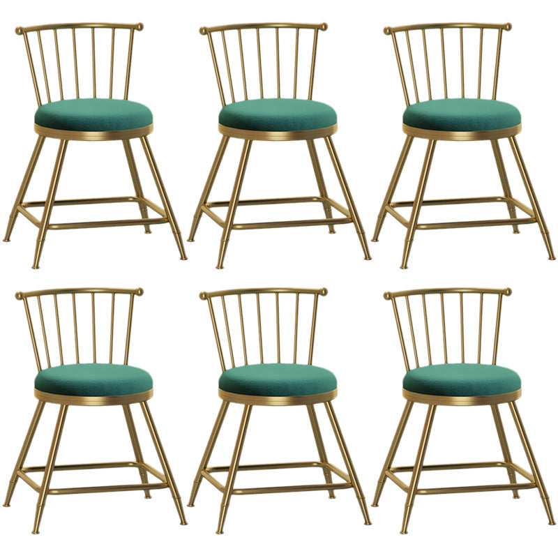 Nordic Armless Backrest Counter Stool Iron Dessert Shop Bar Stool with Pedal and Cushion Green 6 Piece Set Short Stool(18"H) Clearhalo 'Bar Furniture' 'Bar Stools' 'bar_stools' 'furn' 'furn_bar_stools' 'Furniture' 'Kitchen & Dining Furniture' 5102302