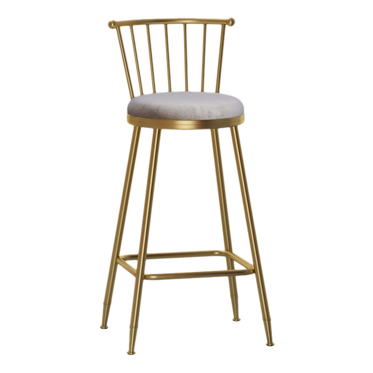 Nordic Armless Backrest Counter Stool Iron Dessert Shop Bar Stool with Pedal and Cushion Clearhalo 'Bar Furniture' 'Bar Stools' 'bar_stools' 'furn' 'furn_bar_stools' 'Furniture' 'Kitchen & Dining Furniture' 5102303