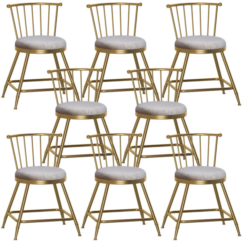 Nordic Armless Backrest Counter Stool Iron Dessert Shop Bar Stool with Pedal and Cushion Gray 8 Piece Set Short Stool(18"H) Clearhalo 'Bar Furniture' 'Bar Stools' 'bar_stools' 'furn' 'furn_bar_stools' 'Furniture' 'Kitchen & Dining Furniture' 5102304