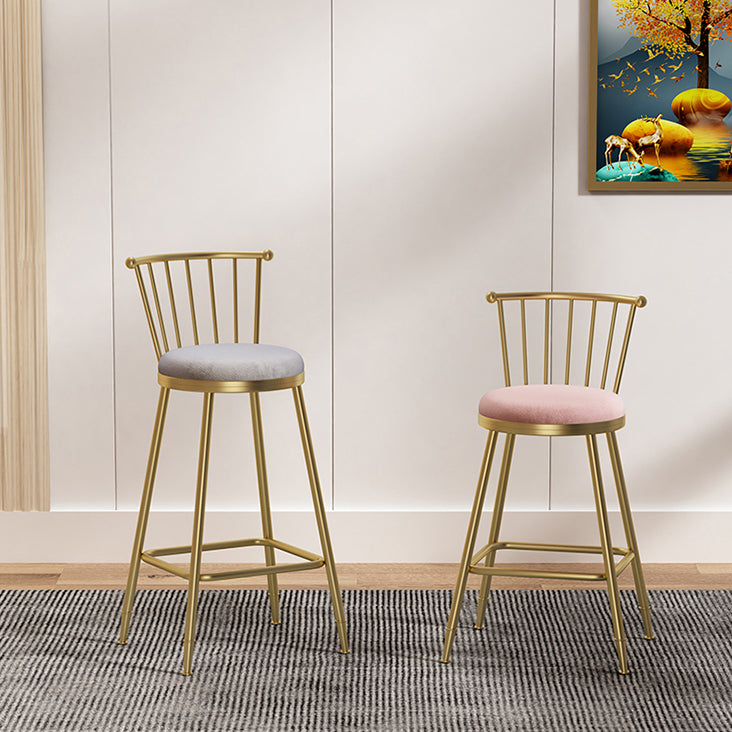 Nordic Armless Backrest Counter Stool Iron Dessert Shop Bar Stool with Pedal and Cushion Clearhalo 'Bar Furniture' 'Bar Stools' 'bar_stools' 'furn' 'furn_bar_stools' 'Furniture' 'Kitchen & Dining Furniture' 5102308