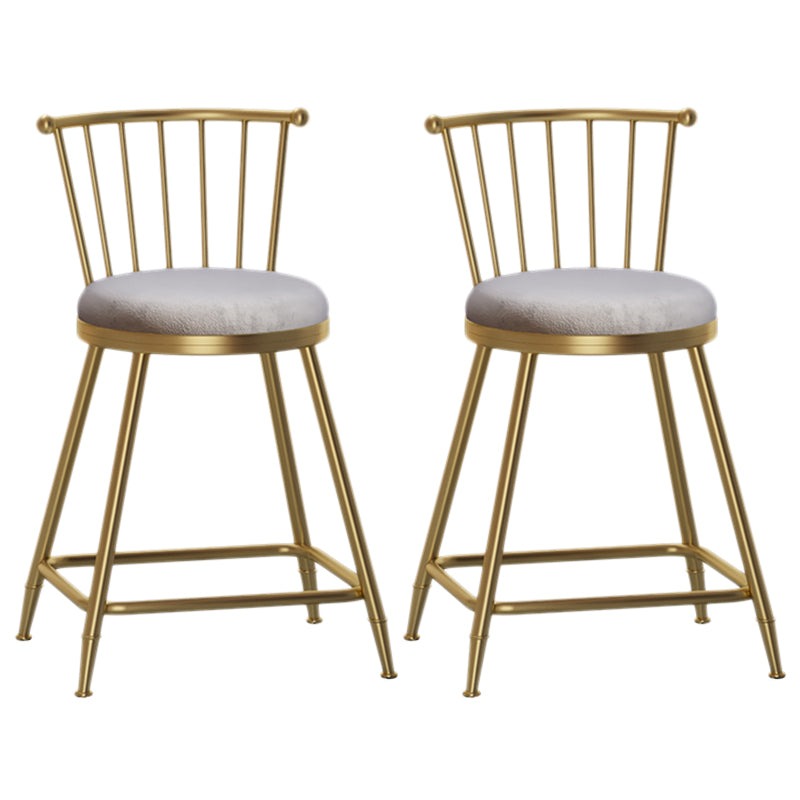 Nordic Armless Backrest Counter Stool Iron Dessert Shop Bar Stool with Pedal and Cushion Gray 2 Piece Set Short Stool(22"H) Clearhalo 'Bar Furniture' 'Bar Stools' 'bar_stools' 'furn' 'furn_bar_stools' 'Furniture' 'Kitchen & Dining Furniture' 5102310