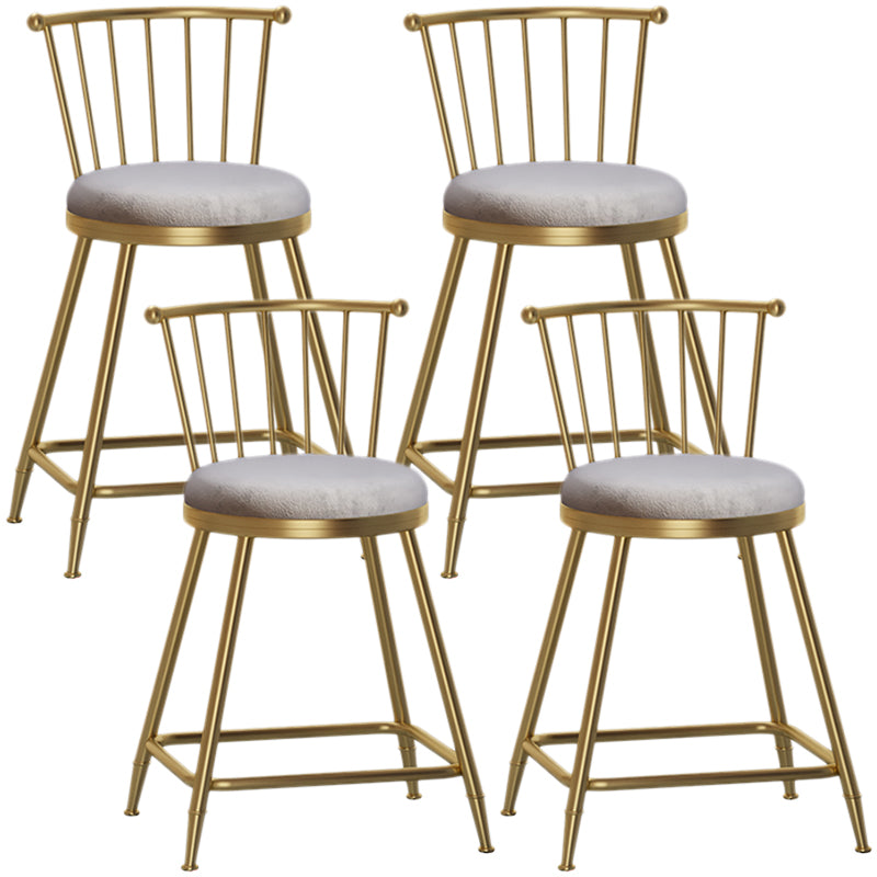 Nordic Armless Backrest Counter Stool Iron Dessert Shop Bar Stool with Pedal and Cushion Gray 4 Piece Set Short Stool(22"H) Clearhalo 'Bar Furniture' 'Bar Stools' 'bar_stools' 'furn' 'furn_bar_stools' 'Furniture' 'Kitchen & Dining Furniture' 5102314
