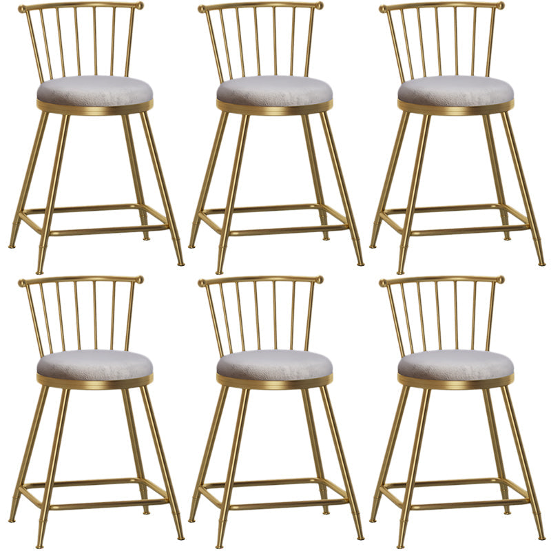 Nordic Armless Backrest Counter Stool Iron Dessert Shop Bar Stool with Pedal and Cushion Gray 6 Piece Set Short Stool(22"H) Clearhalo 'Bar Furniture' 'Bar Stools' 'bar_stools' 'furn' 'furn_bar_stools' 'Furniture' 'Kitchen & Dining Furniture' 5102318