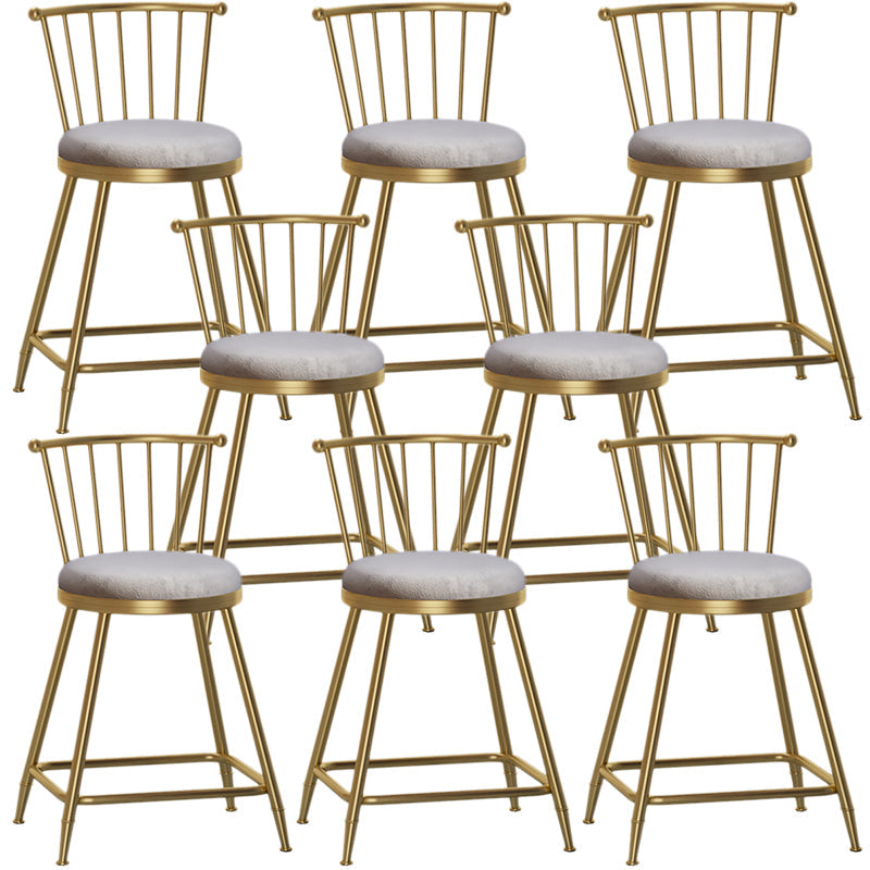 Nordic Armless Backrest Counter Stool Iron Dessert Shop Bar Stool with Pedal and Cushion Gray 8 Piece Set Short Stool(22"H) Clearhalo 'Bar Furniture' 'Bar Stools' 'bar_stools' 'furn' 'furn_bar_stools' 'Furniture' 'Kitchen & Dining Furniture' 5102322