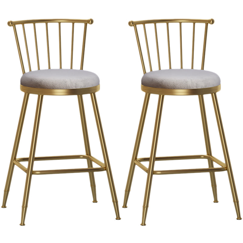 Nordic Armless Backrest Counter Stool Iron Dessert Shop Bar Stool with Pedal and Cushion Gray 2 Piece Set Counter Stool(26"H) Clearhalo 'Bar Furniture' 'Bar Stools' 'bar_stools' 'furn' 'furn_bar_stools' 'Furniture' 'Kitchen & Dining Furniture' 5102326
