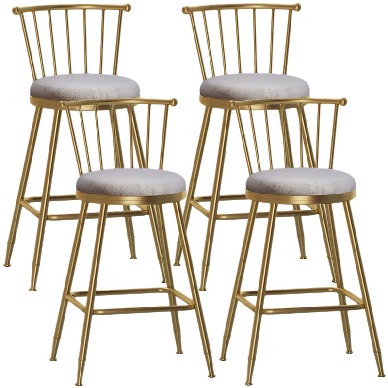 Nordic Armless Backrest Counter Stool Iron Dessert Shop Bar Stool with Pedal and Cushion Gray 4 Piece Set Counter Stool(26"H) Clearhalo 'Bar Furniture' 'Bar Stools' 'bar_stools' 'furn' 'furn_bar_stools' 'Furniture' 'Kitchen & Dining Furniture' 5102330