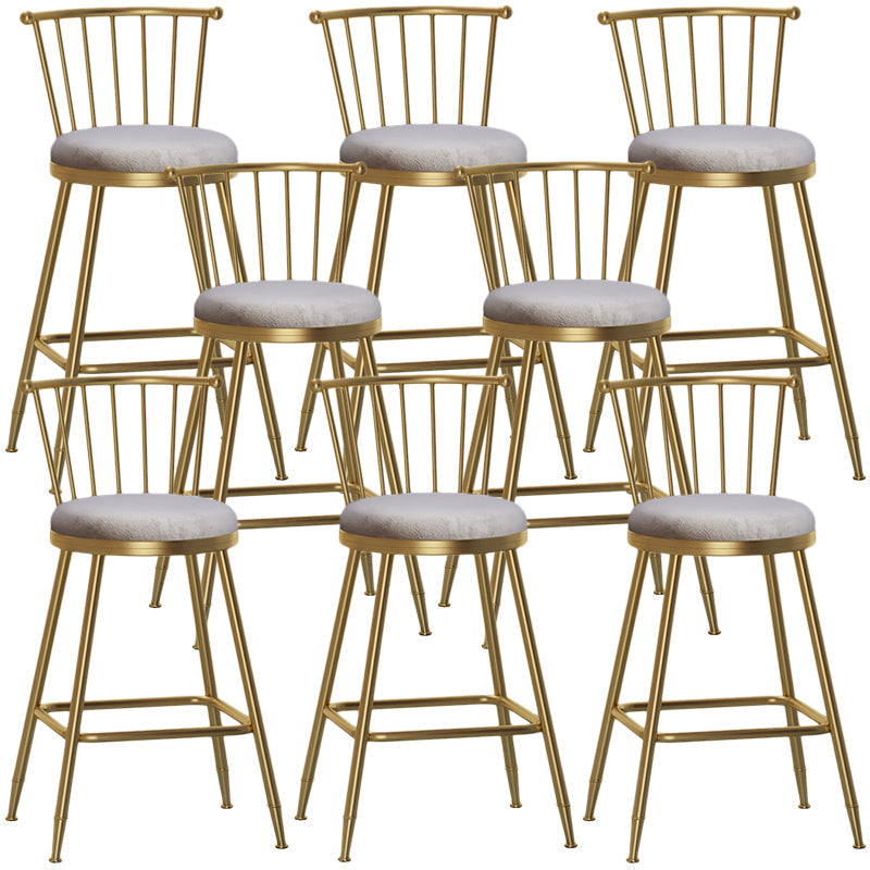 Nordic Armless Backrest Counter Stool Iron Dessert Shop Bar Stool with Pedal and Cushion Gray 8 Piece Set Counter Stool(26"H) Clearhalo 'Bar Furniture' 'Bar Stools' 'bar_stools' 'furn' 'furn_bar_stools' 'Furniture' 'Kitchen & Dining Furniture' 5102338