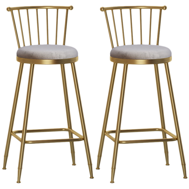 Nordic Armless Backrest Counter Stool Iron Dessert Shop Bar Stool with Pedal and Cushion Gray 2 Piece Set Bar Stool(30"H) Clearhalo 'Bar Furniture' 'Bar Stools' 'bar_stools' 'furn' 'furn_bar_stools' 'Furniture' 'Kitchen & Dining Furniture' 5102342