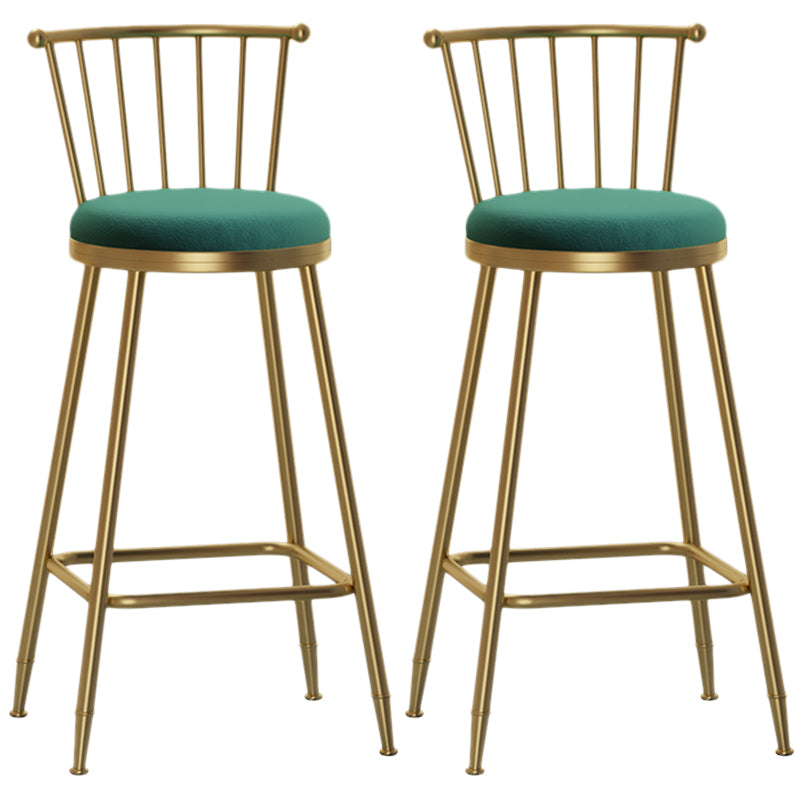 Nordic Armless Backrest Counter Stool Iron Dessert Shop Bar Stool with Pedal and Cushion Green 2 Piece Set Bar Stool(30"H) Clearhalo 'Bar Furniture' 'Bar Stools' 'bar_stools' 'furn' 'furn_bar_stools' 'Furniture' 'Kitchen & Dining Furniture' 5102345