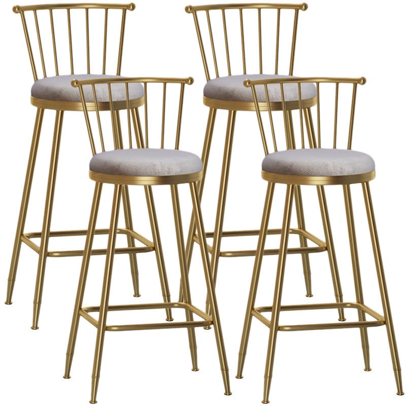 Nordic Armless Backrest Counter Stool Iron Dessert Shop Bar Stool with Pedal and Cushion Gray 4 Piece Set Bar Stool(30"H) Clearhalo 'Bar Furniture' 'Bar Stools' 'bar_stools' 'furn' 'furn_bar_stools' 'Furniture' 'Kitchen & Dining Furniture' 5102346
