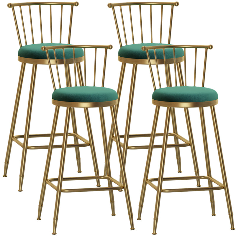 Nordic Armless Backrest Counter Stool Iron Dessert Shop Bar Stool with Pedal and Cushion Green 4 Piece Set Bar Stool(30"H) Clearhalo 'Bar Furniture' 'Bar Stools' 'bar_stools' 'furn' 'furn_bar_stools' 'Furniture' 'Kitchen & Dining Furniture' 5102349