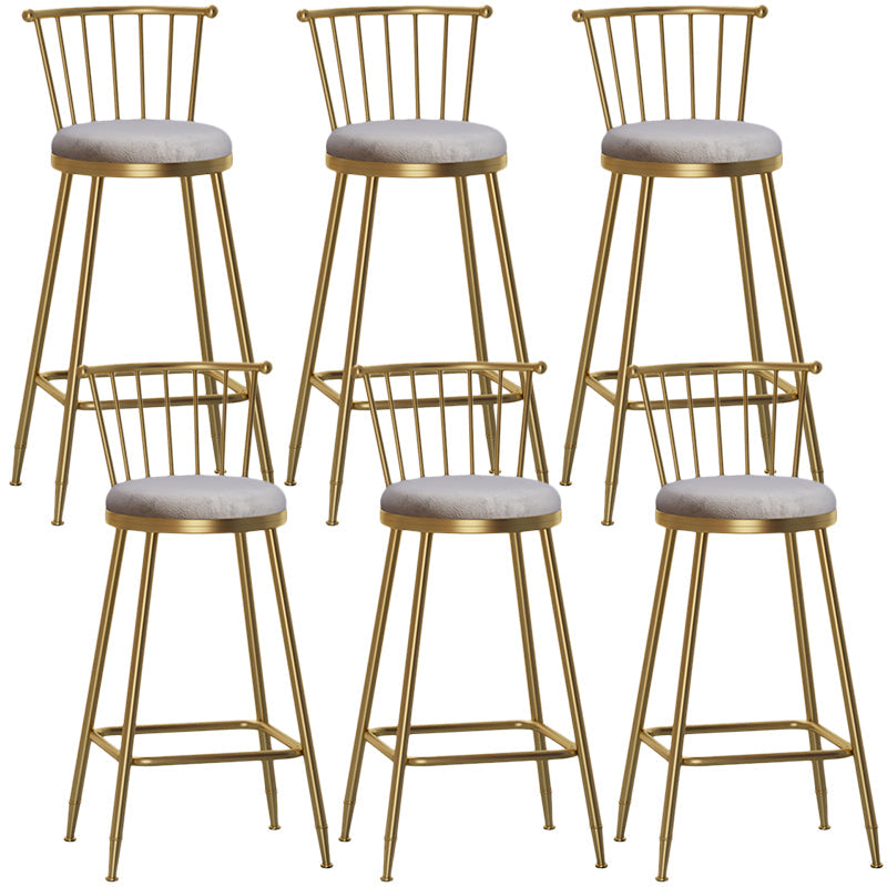 Nordic Armless Backrest Counter Stool Iron Dessert Shop Bar Stool with Pedal and Cushion Gray 6 Piece Set Bar Stool(30"H) Clearhalo 'Bar Furniture' 'Bar Stools' 'bar_stools' 'furn' 'furn_bar_stools' 'Furniture' 'Kitchen & Dining Furniture' 5102350