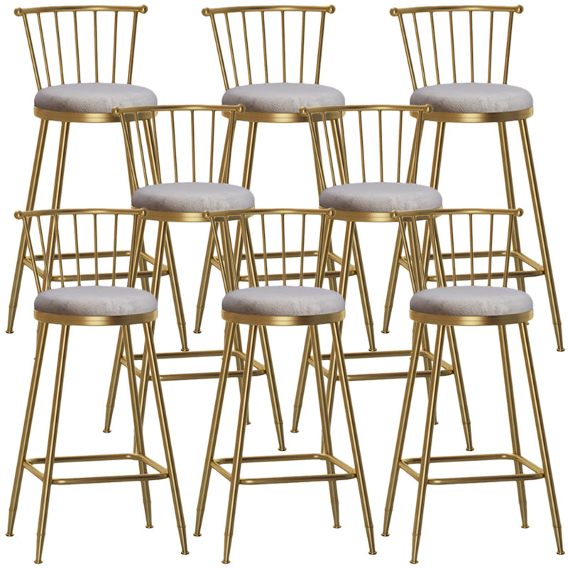 Nordic Armless Backrest Counter Stool Iron Dessert Shop Bar Stool with Pedal and Cushion Gray 8 Piece Set Bar Stool(30"H) Clearhalo 'Bar Furniture' 'Bar Stools' 'bar_stools' 'furn' 'furn_bar_stools' 'Furniture' 'Kitchen & Dining Furniture' 5102354