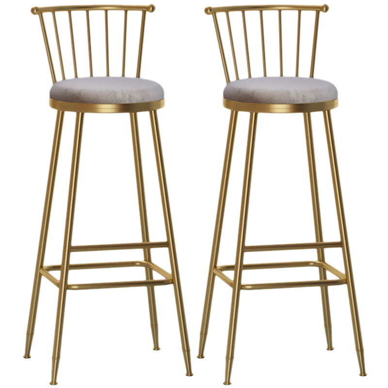 Nordic Armless Backrest Counter Stool Iron Dessert Shop Bar Stool with Pedal and Cushion Gray 2 Piece Set Bar Stool(33"H) Clearhalo 'Bar Furniture' 'Bar Stools' 'bar_stools' 'furn' 'furn_bar_stools' 'Furniture' 'Kitchen & Dining Furniture' 5102358