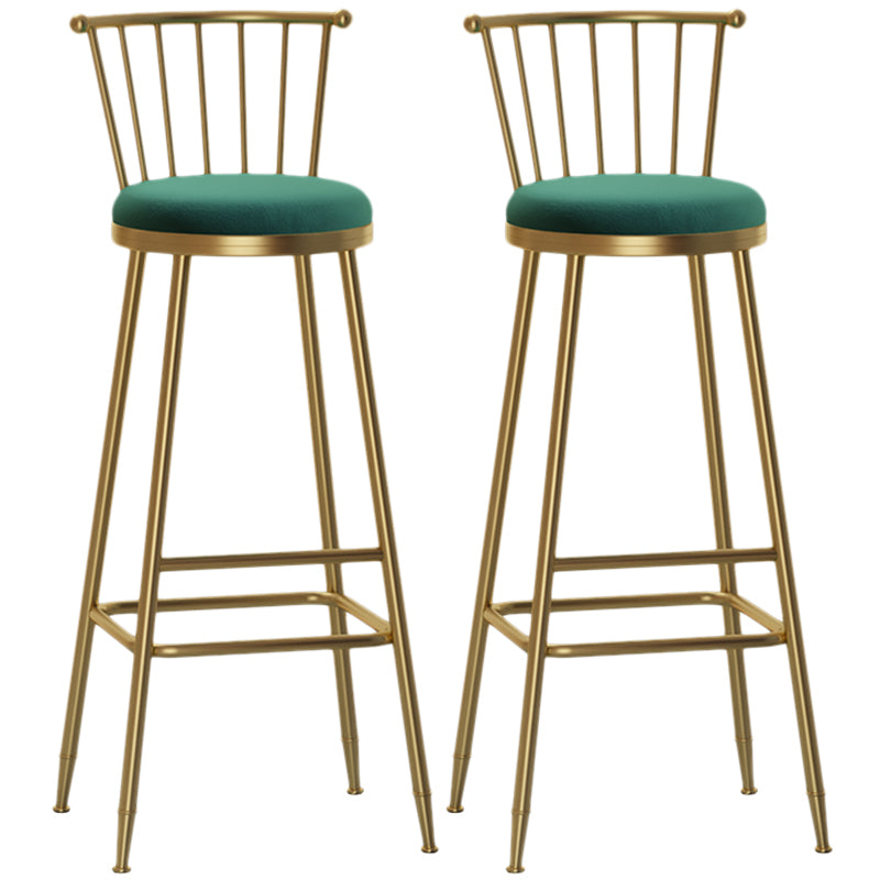 Nordic Armless Backrest Counter Stool Iron Dessert Shop Bar Stool with Pedal and Cushion Green 2 Piece Set Bar Stool(33"H) Clearhalo 'Bar Furniture' 'Bar Stools' 'bar_stools' 'furn' 'furn_bar_stools' 'Furniture' 'Kitchen & Dining Furniture' 5102361