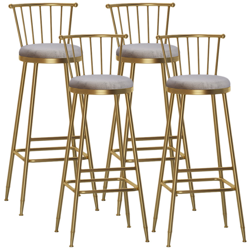 Nordic Armless Backrest Counter Stool Iron Dessert Shop Bar Stool with Pedal and Cushion Gray 4 Piece Set Bar Stool(33"H) Clearhalo 'Bar Furniture' 'Bar Stools' 'bar_stools' 'furn' 'furn_bar_stools' 'Furniture' 'Kitchen & Dining Furniture' 5102362