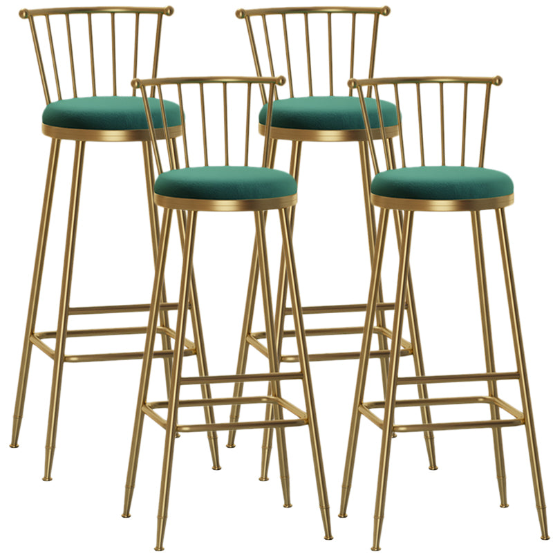 Nordic Armless Backrest Counter Stool Iron Dessert Shop Bar Stool with Pedal and Cushion Green 4 Piece Set Bar Stool(33"H) Clearhalo 'Bar Furniture' 'Bar Stools' 'bar_stools' 'furn' 'furn_bar_stools' 'Furniture' 'Kitchen & Dining Furniture' 5102365