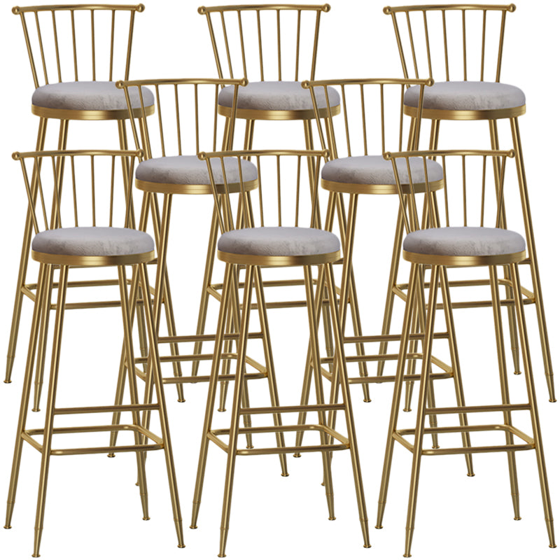 Nordic Armless Backrest Counter Stool Iron Dessert Shop Bar Stool with Pedal and Cushion Gray 8 Piece Set Bar Stool(33"H) Clearhalo 'Bar Furniture' 'Bar Stools' 'bar_stools' 'furn' 'furn_bar_stools' 'Furniture' 'Kitchen & Dining Furniture' 5102370