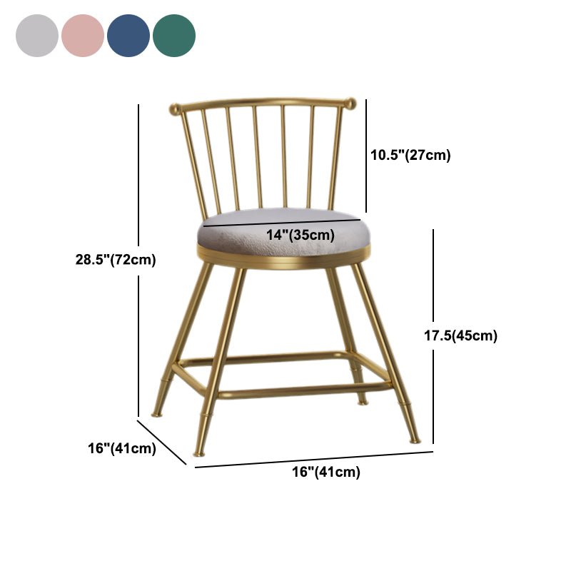 Nordic Armless Backrest Counter Stool Iron Dessert Shop Bar Stool with Pedal and Cushion Clearhalo 'Bar Furniture' 'Bar Stools' 'bar_stools' 'furn' 'furn_bar_stools' 'Furniture' 'Kitchen & Dining Furniture' 5102374