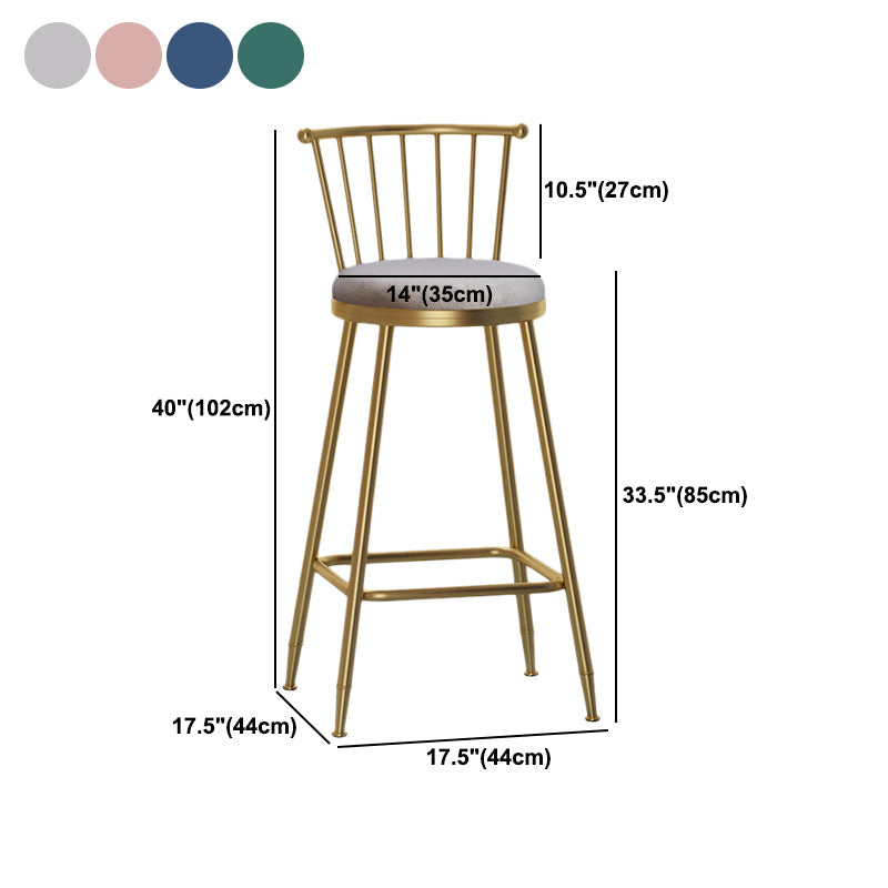 Nordic Armless Backrest Counter Stool Iron Dessert Shop Bar Stool with Pedal and Cushion Clearhalo 'Bar Furniture' 'Bar Stools' 'bar_stools' 'furn' 'furn_bar_stools' 'Furniture' 'Kitchen & Dining Furniture' 5102377