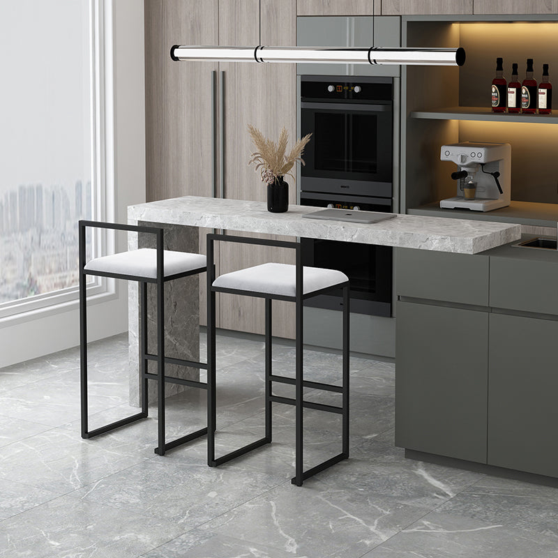 Modern Armless Backrest Counter Stool Iron Cafe Bar Stool with Velvet Cushion and Pedal Clearhalo 'Bar Furniture' 'Bar Stools' 'bar_stools' 'furn' 'furn_bar_stools' 'furniture_bar_stools' 'Kitchen & Dining Furniture' 'kitchen&dining_furn' 'kitchen' 'kitchen_furn' Furniture' 5102382