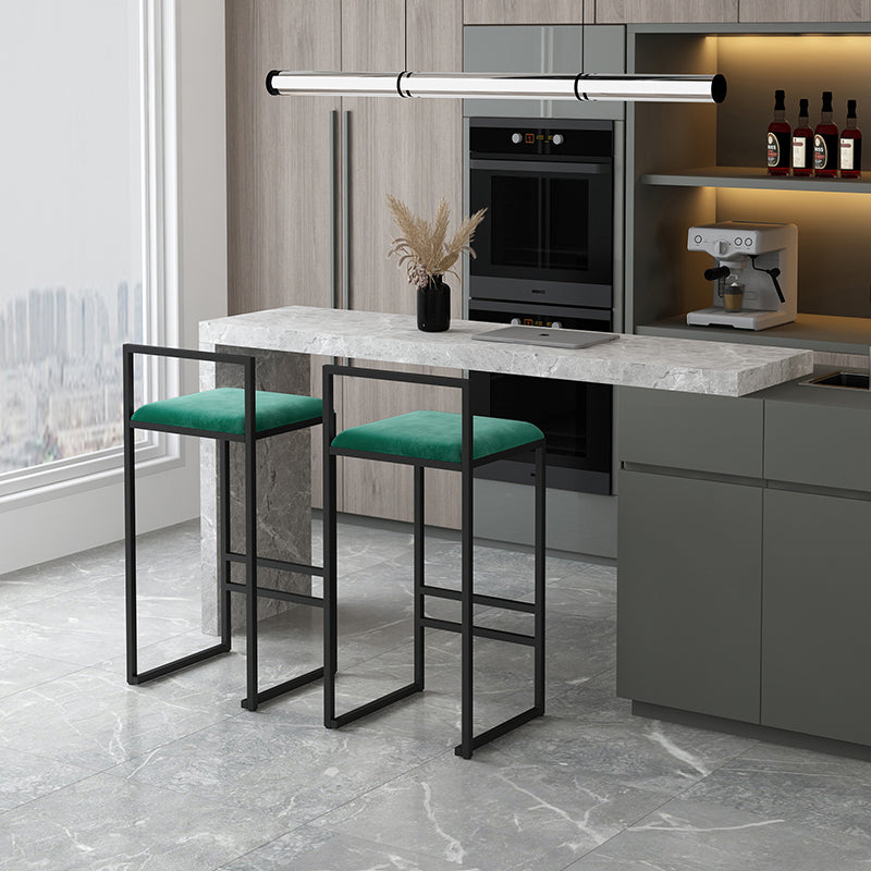 Modern Armless Backrest Counter Stool Iron Cafe Bar Stool with Velvet Cushion and Pedal Clearhalo 'Bar Furniture' 'Bar Stools' 'bar_stools' 'furn' 'furn_bar_stools' 'furniture_bar_stools' 'Kitchen & Dining Furniture' 'kitchen&dining_furn' 'kitchen' 'kitchen_furn' Furniture' 5102383