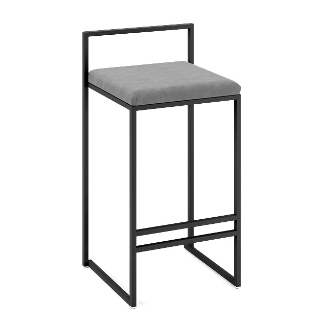 Modern Armless Backrest Counter Stool Iron Cafe Bar Stool with Velvet Cushion and Pedal Clearhalo 'Bar Furniture' 'Bar Stools' 'bar_stools' 'furn' 'furn_bar_stools' 'furniture_bar_stools' 'Kitchen & Dining Furniture' 'kitchen&dining_furn' 'kitchen' 'kitchen_furn' Furniture' 5102401