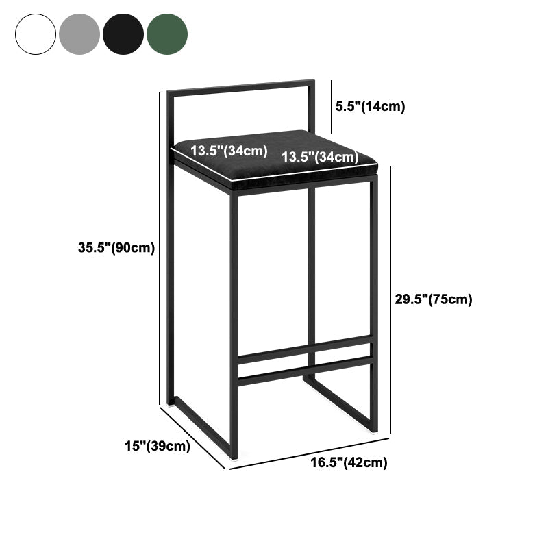 Modern Armless Backrest Counter Stool Iron Cafe Bar Stool with Velvet Cushion and Pedal Clearhalo 'Bar Furniture' 'Bar Stools' 'bar_stools' 'furn' 'furn_bar_stools' 'furniture_bar_stools' 'Kitchen & Dining Furniture' 'kitchen&dining_furn' 'kitchen' 'kitchen_furn' Furniture' 5102412