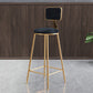 Nordic Backrest Armless Counter Stool Iron Dessert Shop Bar Stool with Cushion and Pedal