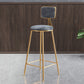 Nordic Backrest Armless Counter Stool Iron Dessert Shop Bar Stool with Cushion and Pedal