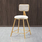 Nordic Backrest Armless Counter Stool Iron Dessert Shop Bar Stool with Cushion and Pedal