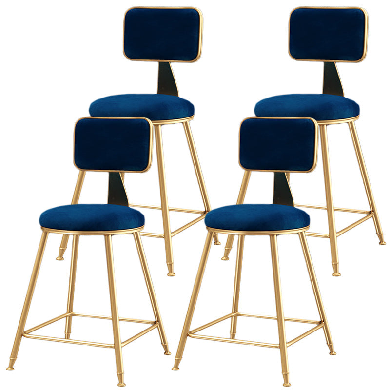 Nordic Backrest Armless Counter Stool Iron Dessert Shop Bar Stool with Cushion and Pedal