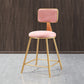 Nordic Backrest Armless Counter Stool Iron Dessert Shop Bar Stool with Cushion and Pedal