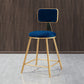 Nordic Backrest Armless Counter Stool Iron Dessert Shop Bar Stool with Cushion and Pedal