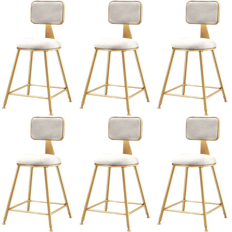 Nordic Backrest Armless Counter Stool Iron Dessert Shop Bar Stool with Cushion and Pedal