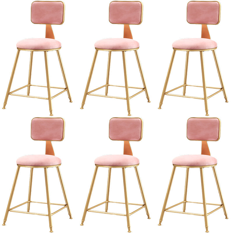 Nordic Backrest Armless Counter Stool Iron Dessert Shop Bar Stool with Cushion and Pedal