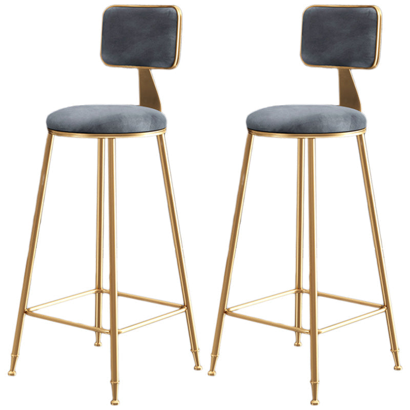 Nordic Backrest Armless Counter Stool Iron Dessert Shop Bar Stool with Cushion and Pedal