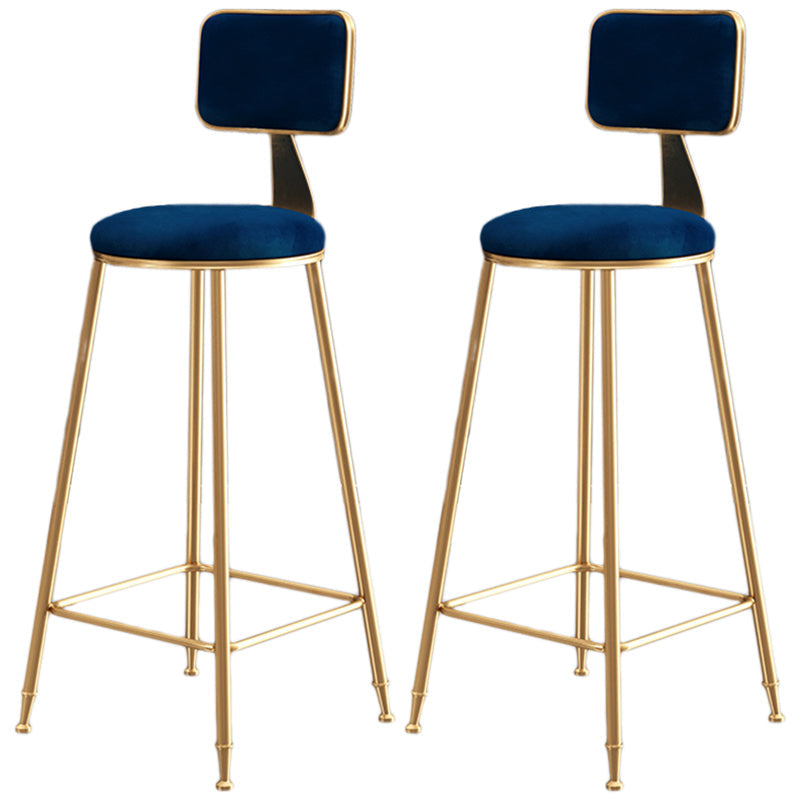 Nordic Backrest Armless Counter Stool Iron Dessert Shop Bar Stool with Cushion and Pedal