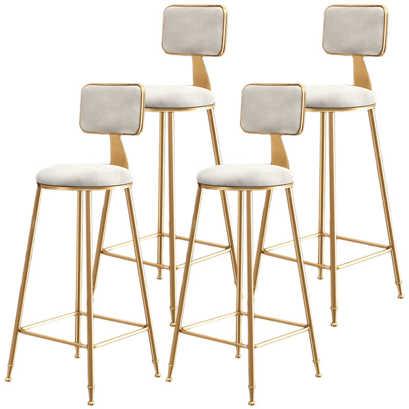 Nordic Backrest Armless Counter Stool Iron Dessert Shop Bar Stool with Cushion and Pedal