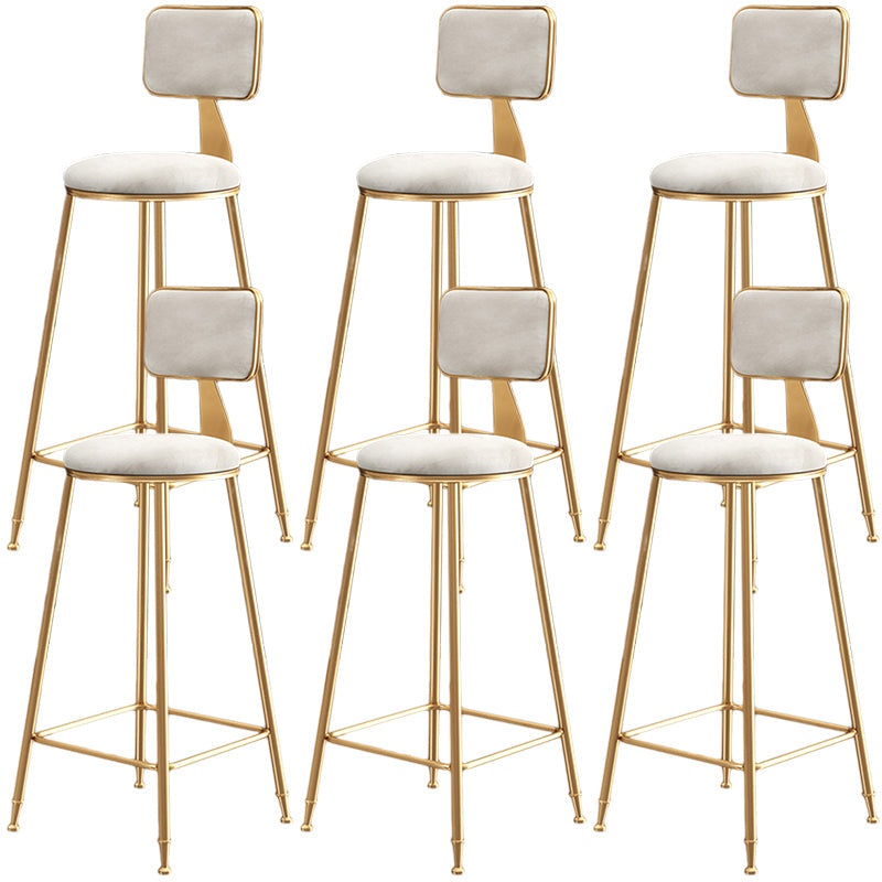 Nordic Backrest Armless Counter Stool Iron Dessert Shop Bar Stool with Cushion and Pedal