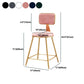 Nordic Backrest Armless Counter Stool Iron Dessert Shop Bar Stool with Cushion and Pedal
