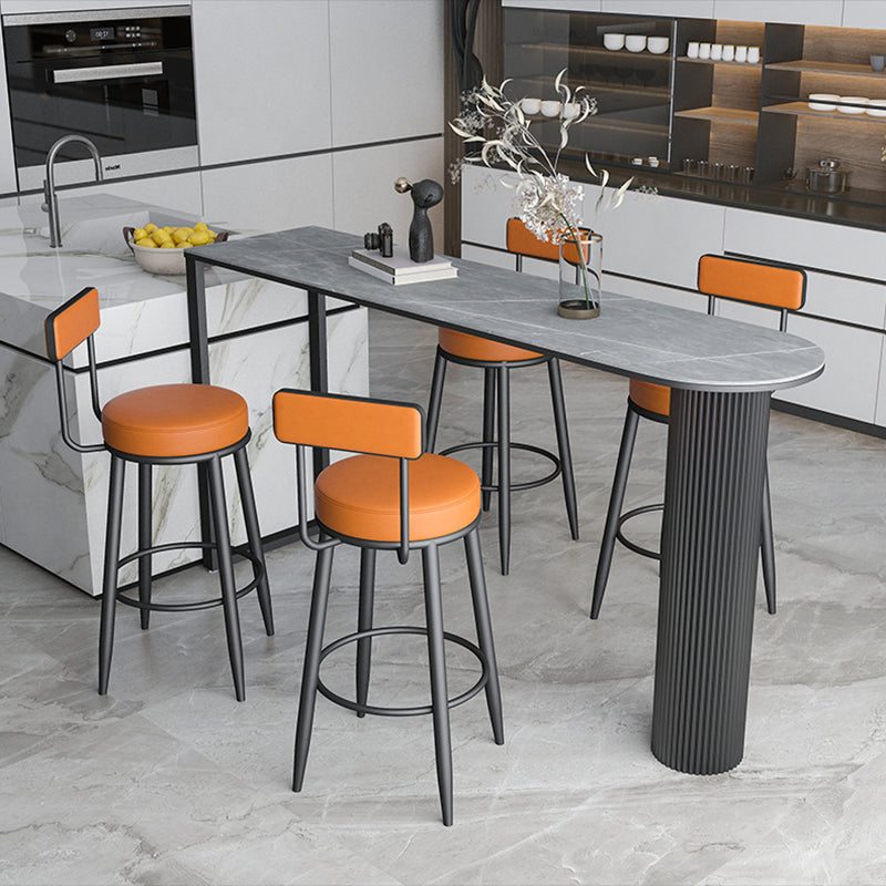 Nordic Style Backrest Counter Stool Iron Cafe Bar Stool with Leather Cushion and Pedal Clearhalo 'Bar Furniture' 'Bar Stools' 'bar_stools' 'furn' 'furn_bar_stools' 'Furniture' 'Kitchen & Dining Furniture' 5102623