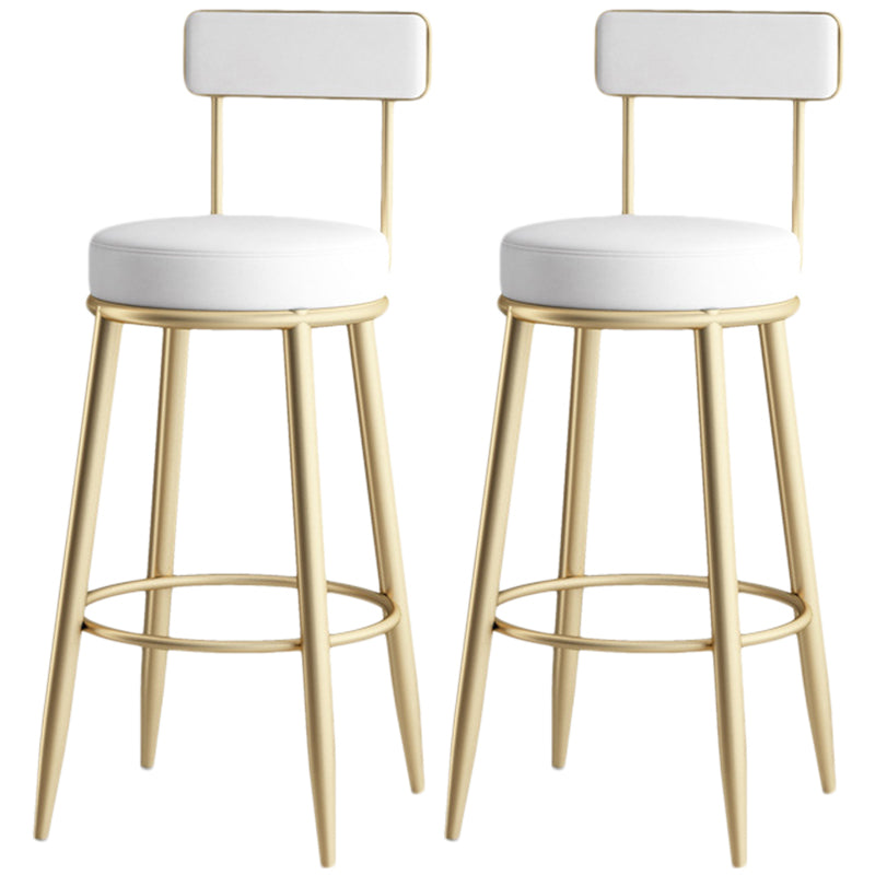 Nordic Style Backrest Counter Stool Iron Cafe Bar Stool with Leather Cushion and Pedal White 2 Piece Set Clearhalo 'Bar Furniture' 'Bar Stools' 'bar_stools' 'furn' 'furn_bar_stools' 'Furniture' 'Kitchen & Dining Furniture' 5102624