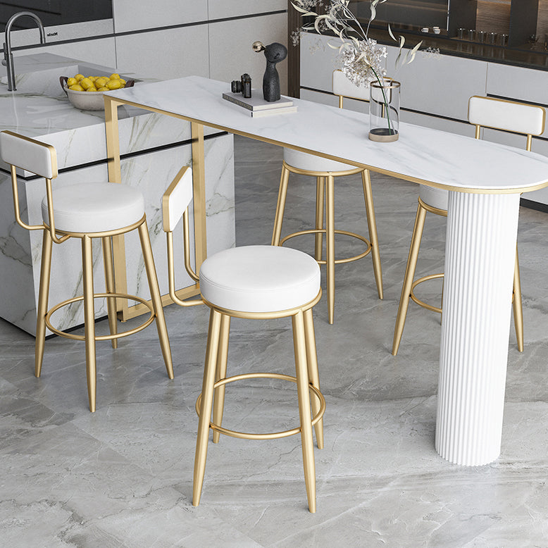Nordic Style Backrest Counter Stool Iron Cafe Bar Stool with Leather Cushion and Pedal Clearhalo 'Bar Furniture' 'Bar Stools' 'bar_stools' 'furn' 'furn_bar_stools' 'Furniture' 'Kitchen & Dining Furniture' 5102625