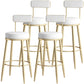 Nordic Style Backrest Counter Stool Iron Cafe Bar Stool with Leather Cushion and Pedal White 4 Piece Set Clearhalo 'Bar Furniture' 'Bar Stools' 'bar_stools' 'furn' 'furn_bar_stools' 'Furniture' 'Kitchen & Dining Furniture' 5102626