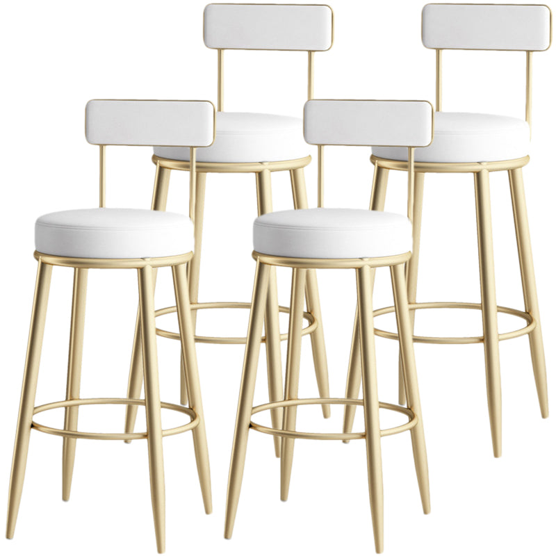 Nordic Style Backrest Counter Stool Iron Cafe Bar Stool with Leather Cushion and Pedal White 4 Piece Set Clearhalo 'Bar Furniture' 'Bar Stools' 'bar_stools' 'furn' 'furn_bar_stools' 'Furniture' 'Kitchen & Dining Furniture' 5102626