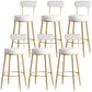 Nordic Style Backrest Counter Stool Iron Cafe Bar Stool with Leather Cushion and Pedal White 6 Piece Set Clearhalo 'Bar Furniture' 'Bar Stools' 'bar_stools' 'furn' 'furn_bar_stools' 'Furniture' 'Kitchen & Dining Furniture' 5102627