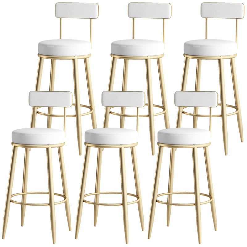 Nordic Style Backrest Counter Stool Iron Cafe Bar Stool with Leather Cushion and Pedal White 6 Piece Set Clearhalo 'Bar Furniture' 'Bar Stools' 'bar_stools' 'furn' 'furn_bar_stools' 'Furniture' 'Kitchen & Dining Furniture' 5102627