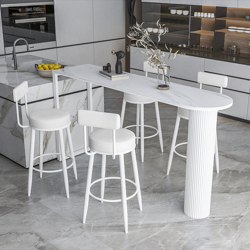 Nordic Style Backrest Counter Stool Iron Cafe Bar Stool with Leather Cushion and Pedal Clearhalo 'Bar Furniture' 'Bar Stools' 'bar_stools' 'furn' 'furn_bar_stools' 'Furniture' 'Kitchen & Dining Furniture' 5102628
